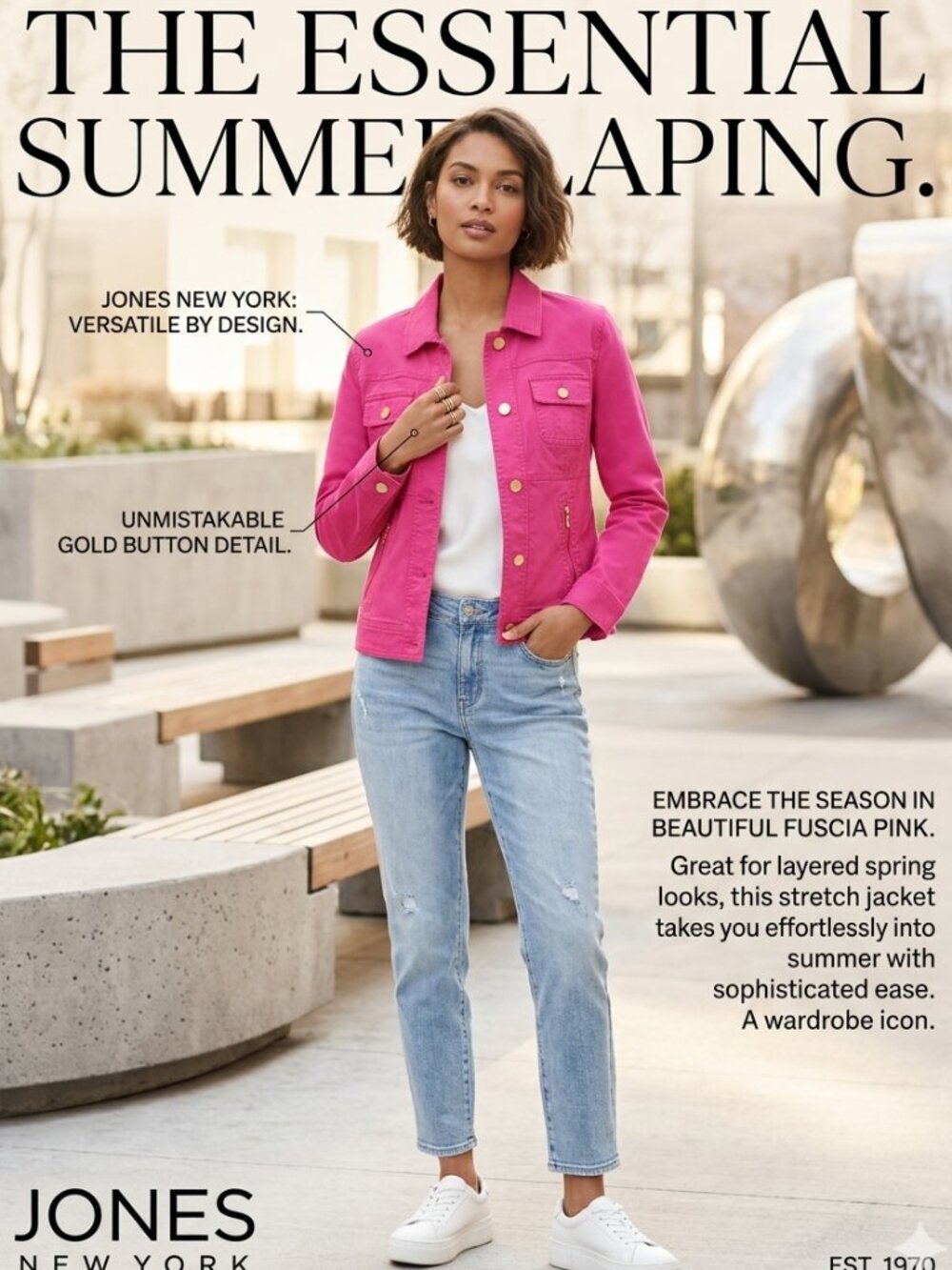 Jones New York Pink Stretch Denim Jacket